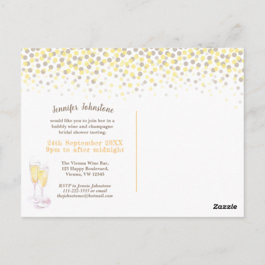 Say cheers Brautparty Wein Champagne Degustation Postkarte (Rückseite)