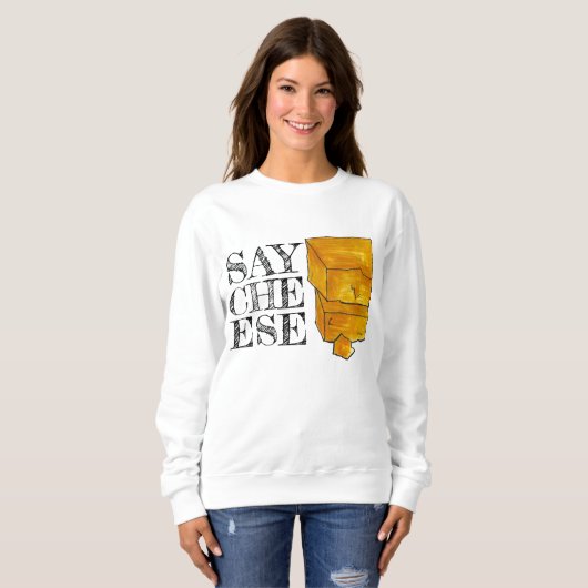 Say Cheese Cheddar Wedge Feinschmecker Food Fotogr Sweatshirt (Vorne ganz)