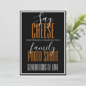 "Say Cheese" Foto Familienschiff Shoot Einladung (Stehend Vorderseite)