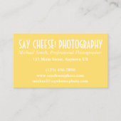 Say Cheese Fotograf Fotografie Schweizer Käse Visitenkarte (Rückseite)