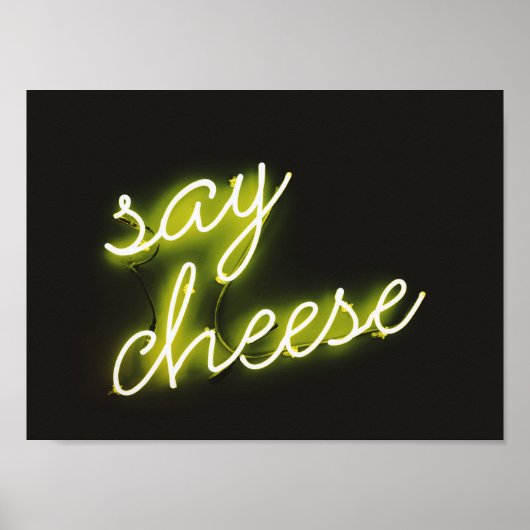 "SAY CHEESE" Gelb, NICHTLICHES SIGN Poster (Vorne)