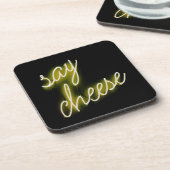 Say Cheese Neon Lights Getränkeuntersetzer (Linke Seite)