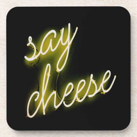 Say Cheese Neon Lights Getränkeuntersetzer (Vorderseite)