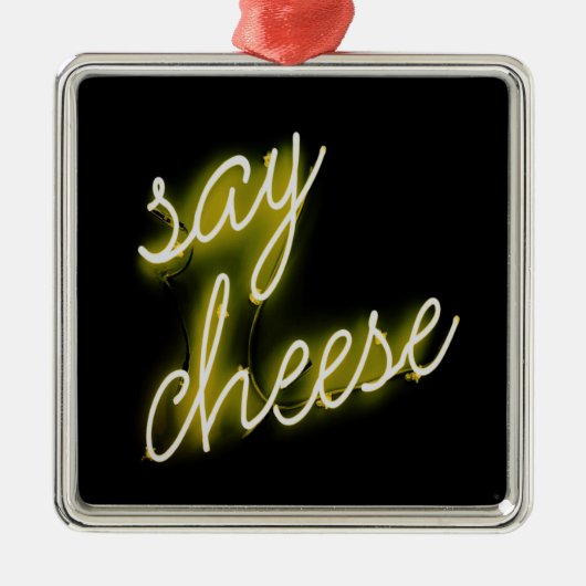 Say Cheese Neon Lights Ornament Aus Metall (Vorne)