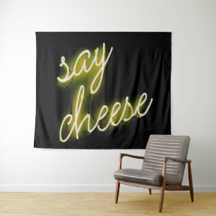 Say Cheese Neon Lights Wandteppich