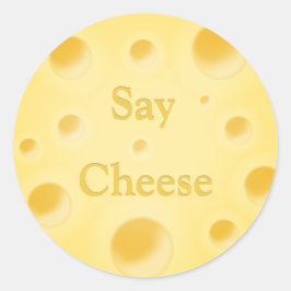 "Say Cheese" Niedlicher Holey Swiss Cheese Runder Aufkleber