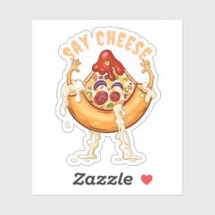 Say Cheese Pizza Slice Character Aufkleber