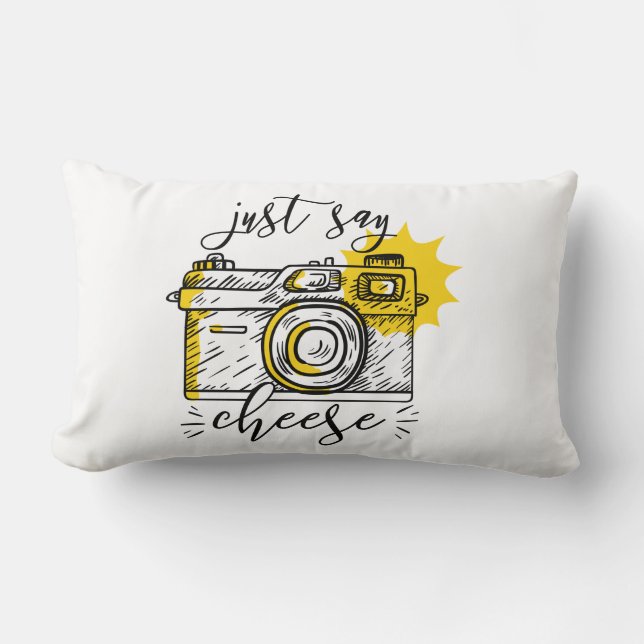 "Say Cheese" Retro Camera Fotograf Fotografie Lendenkissen (Vorderseite)