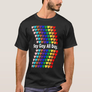 Say Gay All Day Prix Transgender Rainbow Blume L T-Shirt