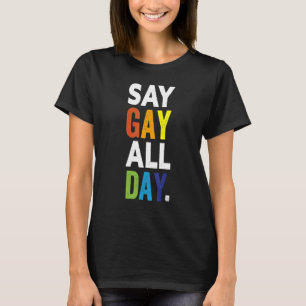Say Gay All Day Prix Transgender Rainbow Blume L T-Shirt