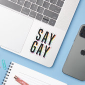 SAY GAY AUFKLEBER (Laptop mit iPhone)