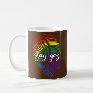 Say Gay Finger Print DNA LGBTQ Rainbow Flag Pride Kaffeetasse