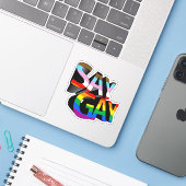Say Gay Progressive Stolz Aufkleber (Laptop mit iPhone)