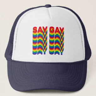 Say Gay Regenbogen lgbtq Stolperflagge Retromuster Truckerkappe