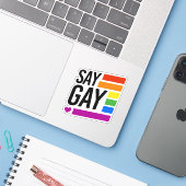 Say Gay Sticker (Laptop mit iPhone)