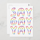 SAY GAY YAY Colorful Rainbow Postkarte (Vorne/Hinten)