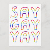 SAY GAY YAY Colorful Rainbow Postkarte (Vorderseite)