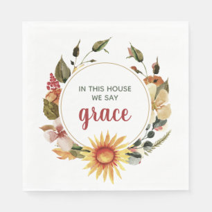 Say Grace Fall Watercolor Wreath Serviette