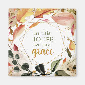Say Grace in diesem Haus Fall Floral Wasserfarbe Magnet (Vorne)
