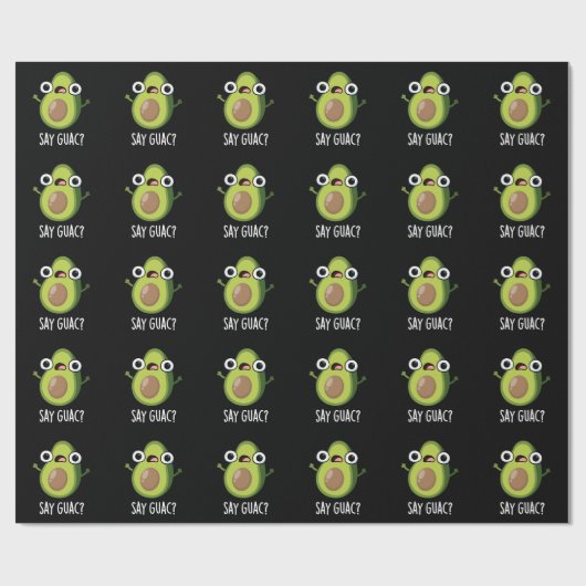 Say Guac Funny Avocado Pun Dark BG Geschenkpapier (Flach)