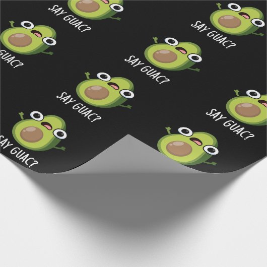 Say Guac Funny Avocado Pun Dark BG Geschenkpapier (Ecke)