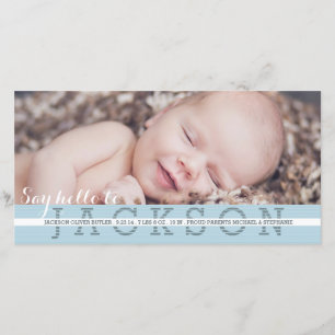Say Hello Baby Boy Foto Geburtsankündigung Ankündigung