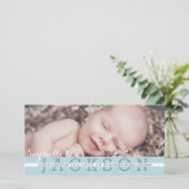 Say Hello Baby Boy Foto Geburtsankündigung Ankündigung (Stehend Vorderseite)