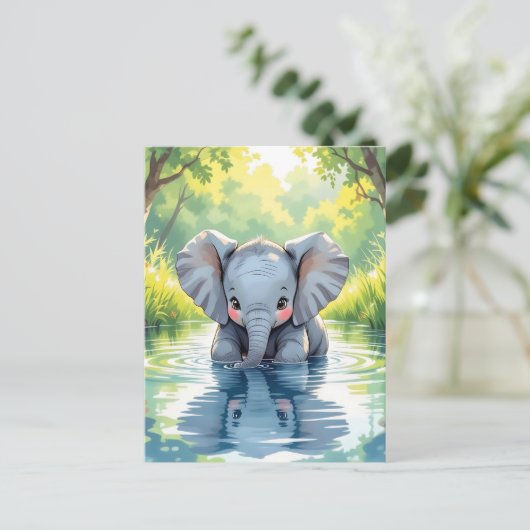 Say Hi mit diesem niedlichen Elephant Themed Postkarte (Stehend Vorderseite)