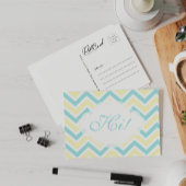 Say Hi Yellow Aqua Fun Zig Zag Pastel Custom Postkarte