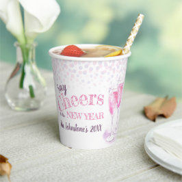 Say jubeln New Years rosa Champagner blubbly Pappbecher