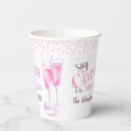 Say jubeln New Years rosa Champagner blubbly Pappbecher (Links)