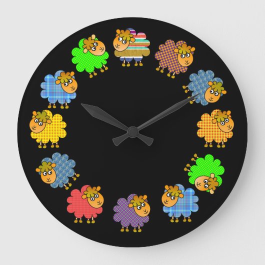 Say NO to Boring Sheep - a 'Garland of Sheep' Große Wanduhr (Vorderseite)