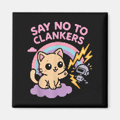 Say No To Clankers Anti Ai Robots Cute Kitten Rain Magnet (Vorne)
