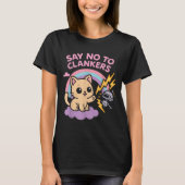 Say No To Clankers Anti Ai Robots Cute Kitten Rain T-Shirt (Vorderseite)