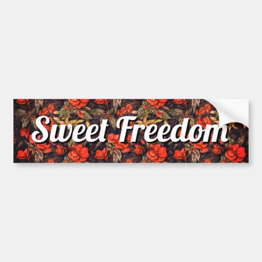 Say Sweet Freedom with Antique Red Blume Art Autoaufkleber (Vorne)