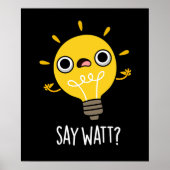 Say Watt Funny Light Bulb Pun Dark BG Poster (Vorne)