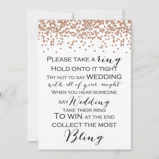 Say Wedding Rose Gold Brautparty Game 12x18 Einladung (Vorderseite)