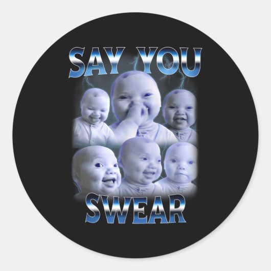 Say You Swear Ai Niche Baby Holding Back Laugh Gen Runder Aufkleber (Vorderseite)