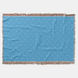 Sayagata Muster, Japanisch, Blau und Baby Blue Decke