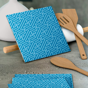 Sayagata Muster, Japanisch, Blau und Baby Blue Fliese