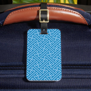 Sayagata Muster, Japanisch, Blau und Baby Blue Gepäckanhänger