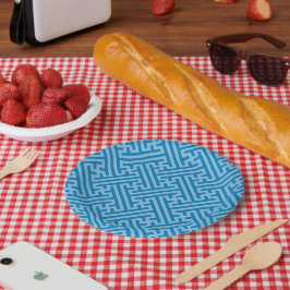 Sayagata Muster, Japanisch, Blau und Baby Blue Pappteller