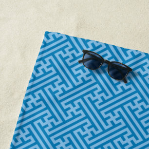 Sayagata Muster, Japanisch, Blau und Baby Blue Strandtuch