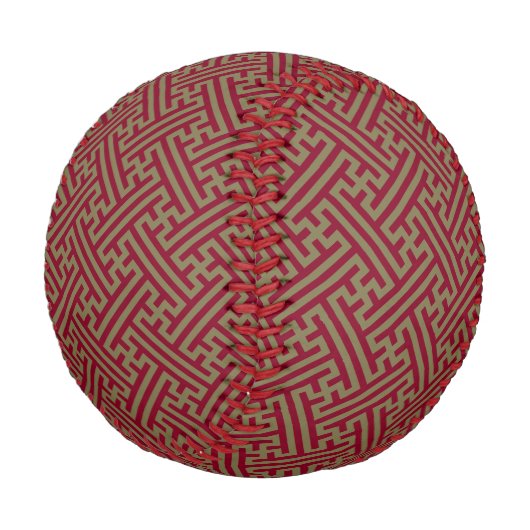 Sayagata Muster, Japanisch, Burgund und Gold Baseball (Schrägansicht)