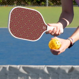Sayagata Muster, Japanisch, Burgund und Gold Pickleball Schläger
