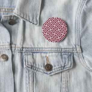 Sayagata Muster, Japanisch, Burgund und Weiß Button