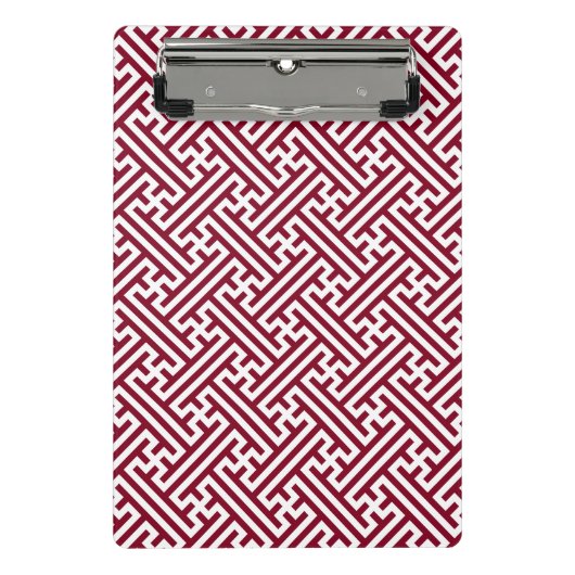 Sayagata Muster, Japanisch, Burgund und Weiß Mini Klemmbrett (Vorderseite)