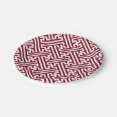 Sayagata Muster, Japanisch, Burgund und Weiß Pappteller (Schrägansicht)