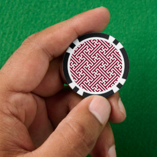 Sayagata Muster, Japanisch, Burgund und Weiß Pokerchips