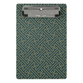 Sayagata Muster, Japanisch, Gold und Navy Blue Mini Klemmbrett